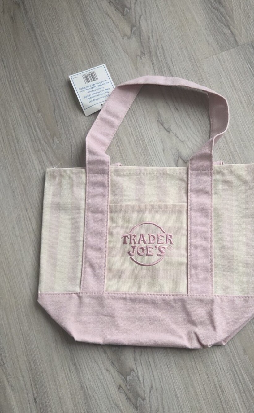 Trader Joe's Pink Stripe Canvas Tote